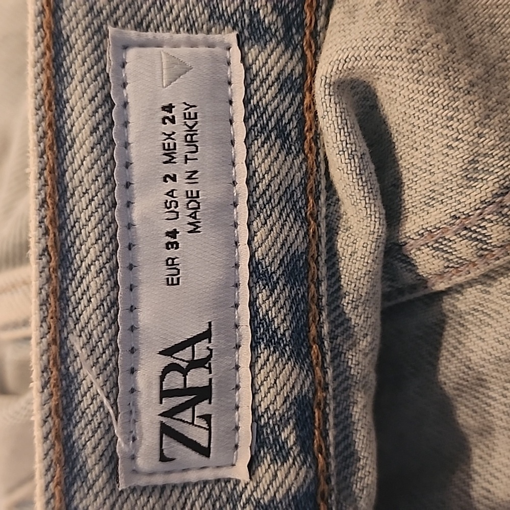 Zara High Rise Full Length Distressed Hem Jeans Brand New With Tags - Picture 12 of 16